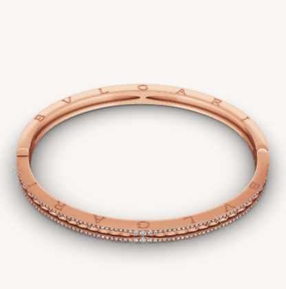 [Luna Brilliance]ZERO 1 SPIRAL AND PAVED DIAMOND PINK GOLD BRACELET
