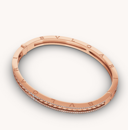[Luna Brilliance]ZERO 1 SPIRAL AND PAVED DIAMOND PINK GOLD BRACELET