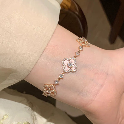 [Luna Brilliance]CLOVER 5 MOTIF PINK BLUE RED WHITE BRACELET