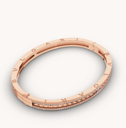 [Luna Brilliance]ZERO 1 SPIRAL AND PAVED DIAMOND PINK GOLD BRACELET