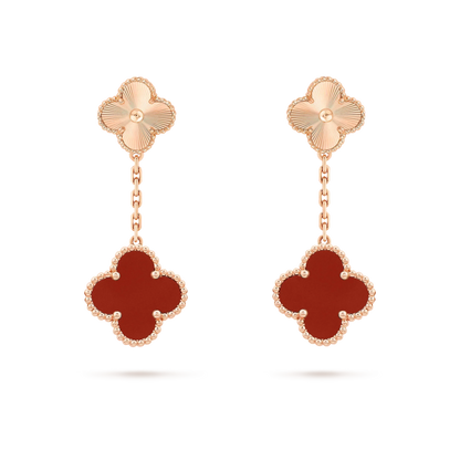 [Lunabriance]CLOVER 2 MOTIF  LASER CARNELIAN EARRINGS