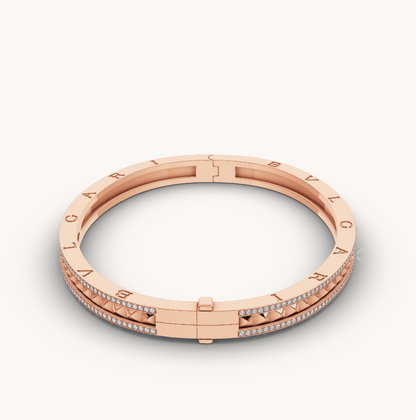 [Luna Brilliance]ZERO 1 SPIRAL AND PAVED DIAMOND PINK GOLD BRACELET