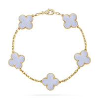[Luna Brilliance]CLOVER 5 MOTIF PURPLE CHALCEDONY BRACELET COLLECTION