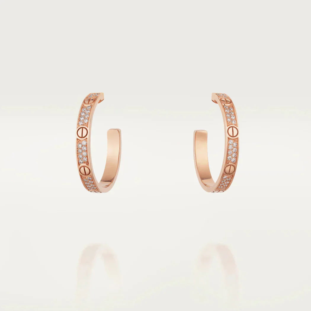 [Lunabriance]LOVE DIAMOND PINK GOLD HOOP EARRINGS