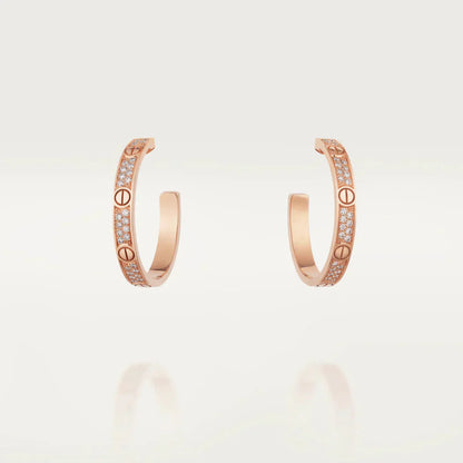[Lunabriance]LOVE DIAMOND PINK GOLD HOOP EARRINGS
