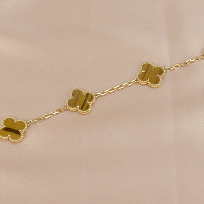 [Luna Brilliance]CLOVER 5 MOTIFS TIGER EYE BRACELET COLLECTION