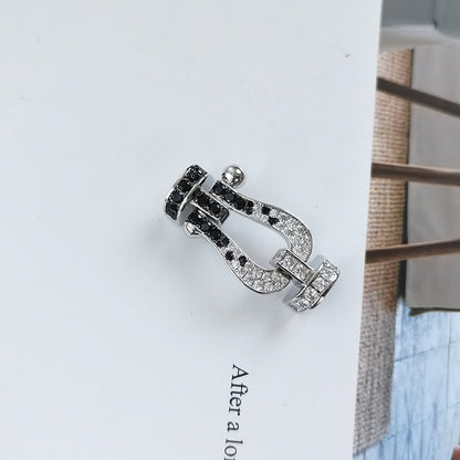 [Lunabriance]FORCE LARGE HORSESHOE BLACK WHITE DIAMOND BRACELET ROSE GOLD