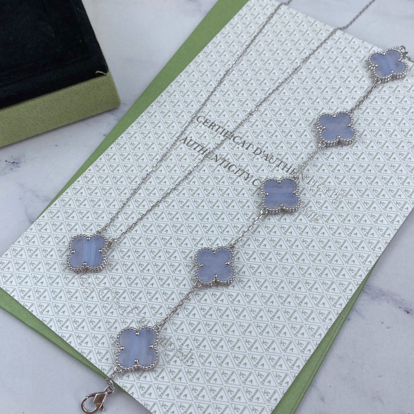 [Lunabriance]CLOVER  5 MOTIF PURPLE CHALCEDONY BRACELET SILVER