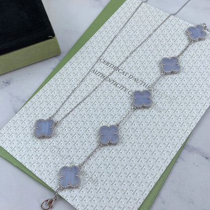 [Luna Brilliance]CLOVER 5 MOTIF PURPLE CHALCEDONY BRACELET COLLECTION