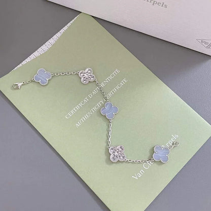 [Luna Brilliance]CLOVER 5 MOTIF PURPLE CHALCEDONY BRACELET COLLECTION