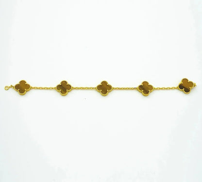 [Luna Brilliance]CLOVER 5 MOTIFS TIGER EYE BRACELET COLLECTION