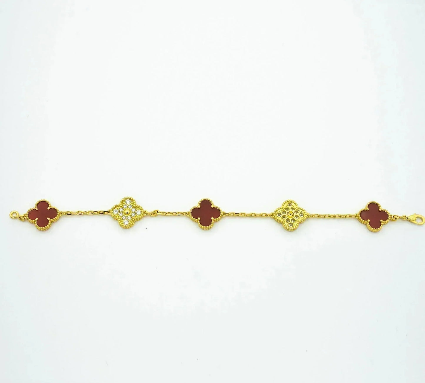 [Lunabriance]CLOVER 5 MOTIFS CARNELIAN DIAMOND BRACELET