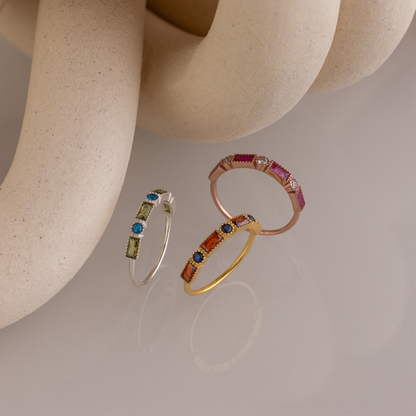 Mixed Art Deco Birthstone Ring