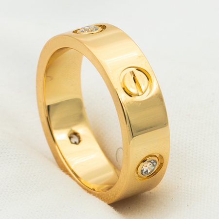 [Luna Brilliance]LOVE RING 5.5MM 3 DIAMONDS PINK GOLD