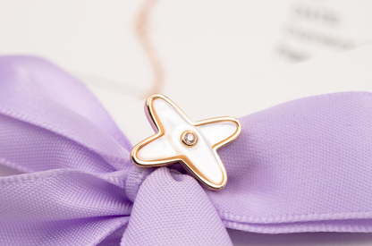 [Lunabriance]JEUX DE WHITE MOP ROSE GOLD DIAMOND EARRINGS