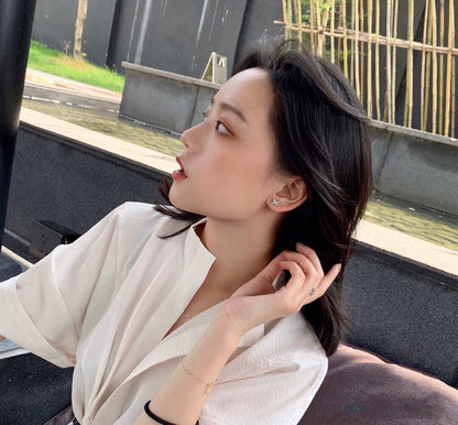 [Lunabriance]JEUX DE WHITE MOP ROSE GOLD DIAMOND EARRINGS