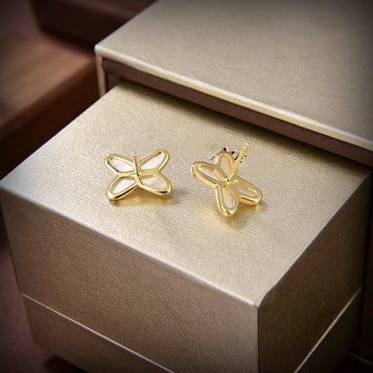 [Lunabriance]JEUX DE WHITE MOP GOLD DIAMOND EARRINGS