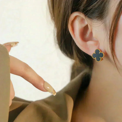 [Lunabriance]CLOVER MEDIUM 1 MOTIFS  ONYX STUD EARRINGS