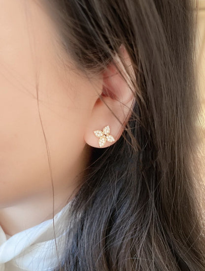 [Lunabriance]STAR BLOSSOM STUD EARRINGS PINK GOLD DIAMONDS