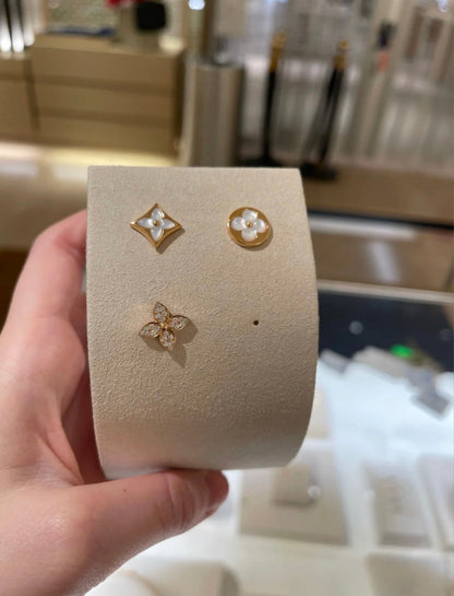 [Lunabriance]STAR BLOSSOM STUD EARRINGS PINK GOLD DIAMONDS