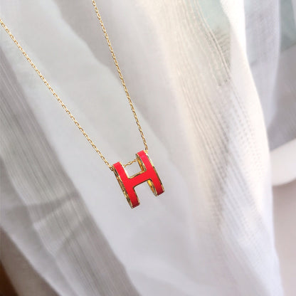 [Lunabriance]HM CLIC RED ENAMEL GOLD NECKLACE