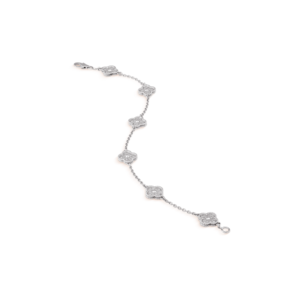 [Lunabriance]CLOVER 6 MOTIF SILVER DIAMOND BRACELET