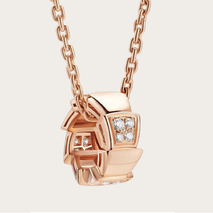 [Luna Brilliance]SERPENTI PEDANT DIAMOND PINK GOLD NECKLACE
