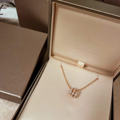 [Luna Brilliance]SERPENTI PINK GOLD NECKLACE DOUBLE RING DIAMOND