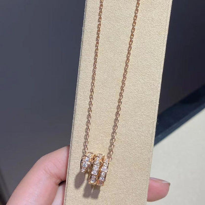 [Luna Brilliance]SERPENTI PINK GOLD NECKLACE DOUBLE RING DIAMOND