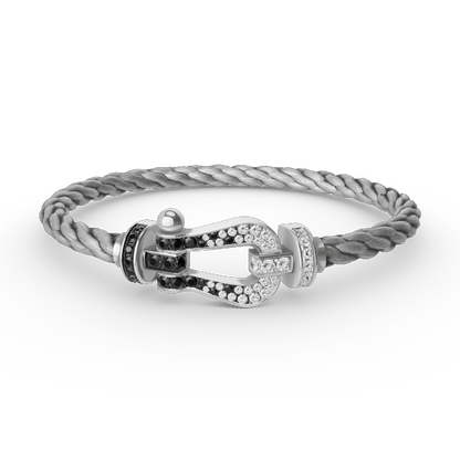 [Lunabriance]FORCE LARGE HORSESHOE BLACK WHITE DIAMOND BRACELET SILVER