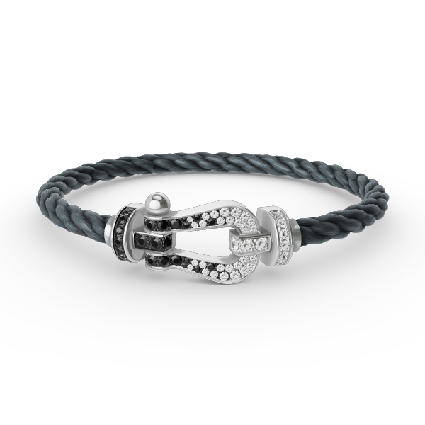 [Lunabriance]FORCE LARGE HORSESHOE BLACK WHITE DIAMOND BRACELET SILVER