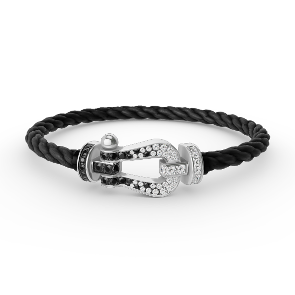 [Lunabriance]FORCE LARGE HORSESHOE BLACK WHITE DIAMOND BRACELET SILVER