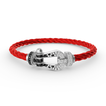 [Lunabriance]FORCE LARGE HORSESHOE BLACK WHITE DIAMOND BRACELET SILVER