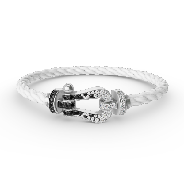 [Lunabriance]FORCE LARGE HORSESHOE BLACK WHITE DIAMOND BRACELET SILVER