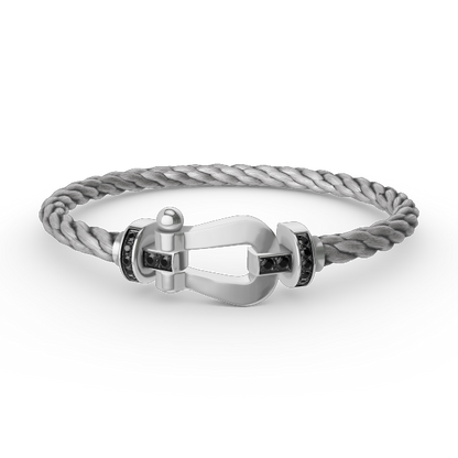 [Lunabriance]FORCE LARGE HORSESHOE BLACK DIAMOND BRACELET SILVER