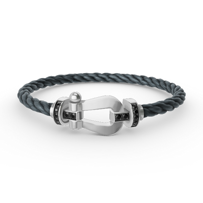 [Lunabriance]FORCE LARGE HORSESHOE BLACK DIAMOND BRACELET SILVER