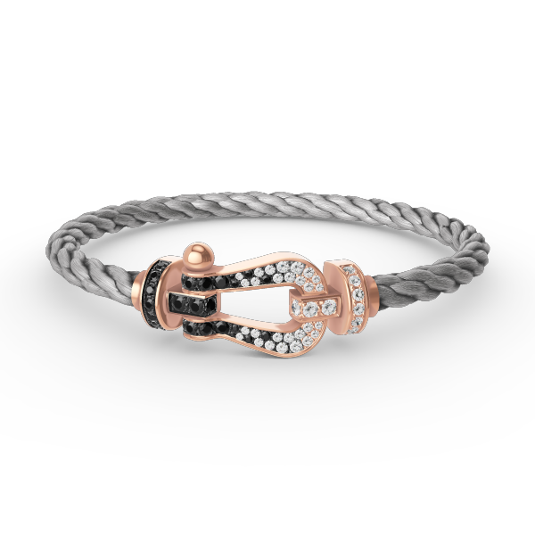 [Lunabriance]FORCE LARGE HORSESHOE BLACK WHITE DIAMOND BRACELET ROSE GOLD