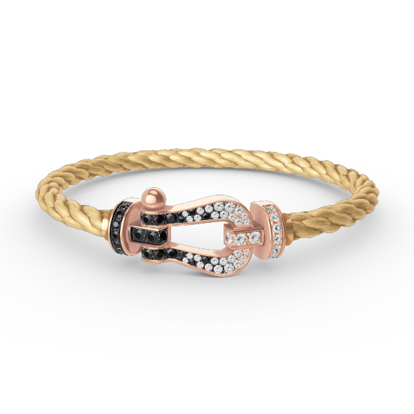 [Lunabriance]FORCE LARGE HORSESHOE BLACK WHITE DIAMOND BRACELET ROSE GOLD