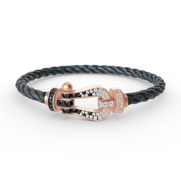 [Lunabriance]FORCE LARGE HORSESHOE BLACK WHITE DIAMOND BRACELET ROSE GOLD