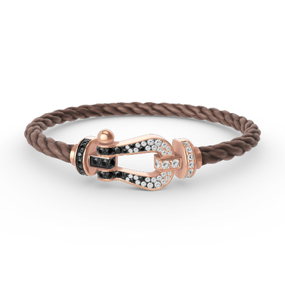 [Lunabriance]FORCE LARGE HORSESHOE BLACK WHITE DIAMOND BRACELET ROSE GOLD
