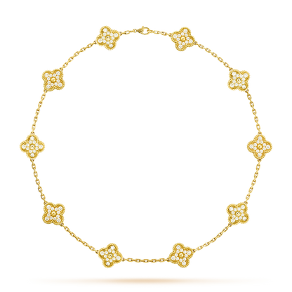 [Luna Brilliance]CLOVER 10 MOTIFS DIAMOND NECKLACE