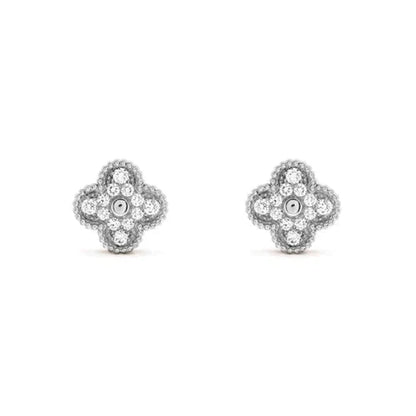 [Lunabriance]CLOVER 1 MOTIFS DIAMOND STUD EARRINGS SILVER