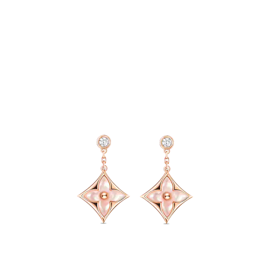 [Lunabriance]DOUBLE STAR PINK GOLD MOP DROP EARRINGS