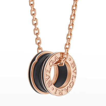[Luna Brilliance]ZERO 1 BLACK CERAMIC PINK GOLD NECKLACE