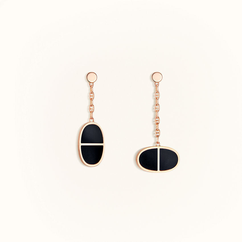 [Lunabriance]CHAINE VERSO BLACK CERAMIC EARRINGS