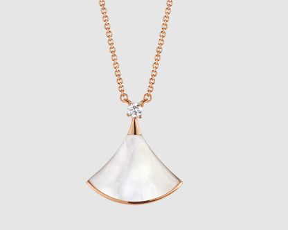[Luna Brilliance]DREAM NECKLACE WHITE MOP PINK GOLD 1 DIAMOND