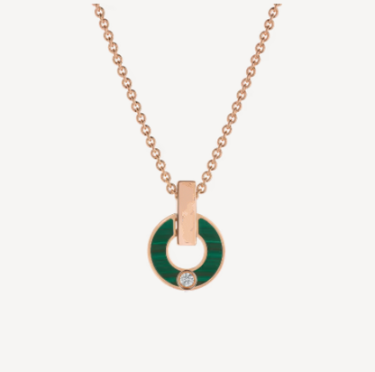 [Luna Brilliance]GARI NECKLACE PINK GOLD MALACHITE