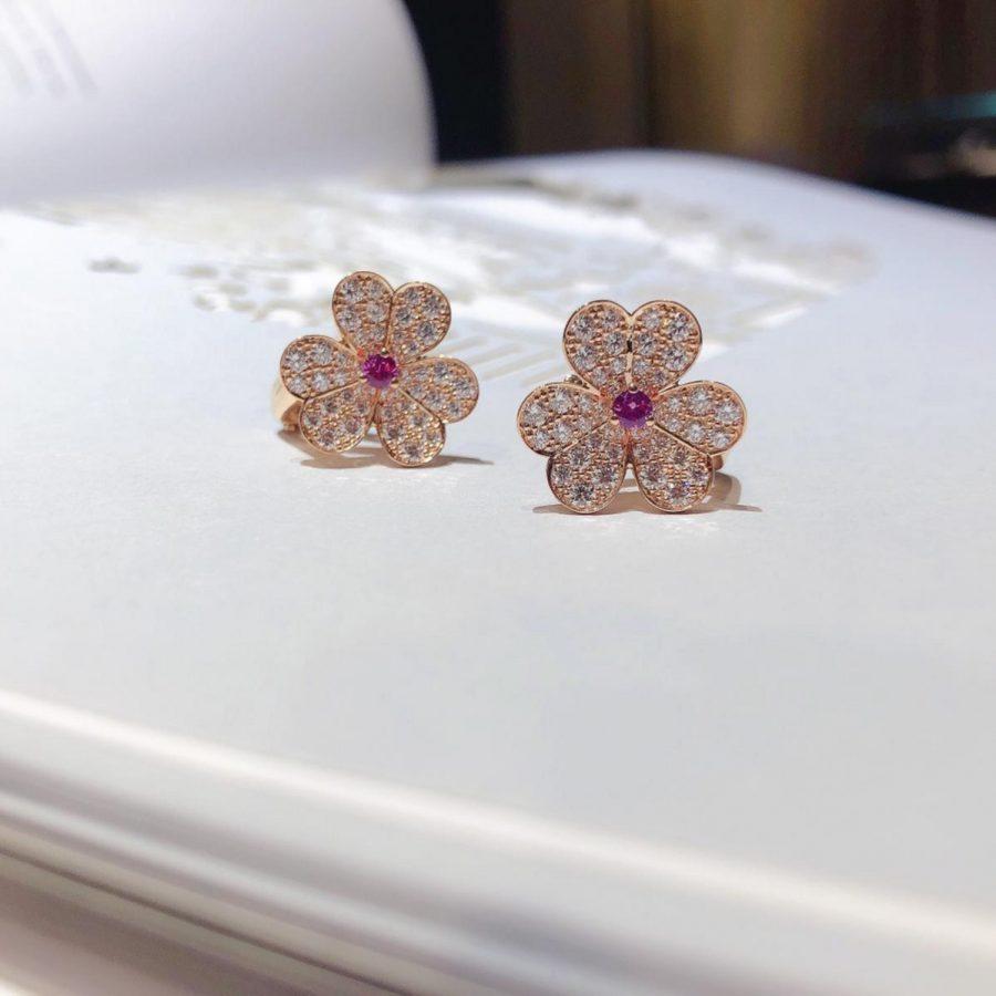 [Lunabriance]FRIVOLE PINK GOLD FLOWER DIAMOND EARRINGS