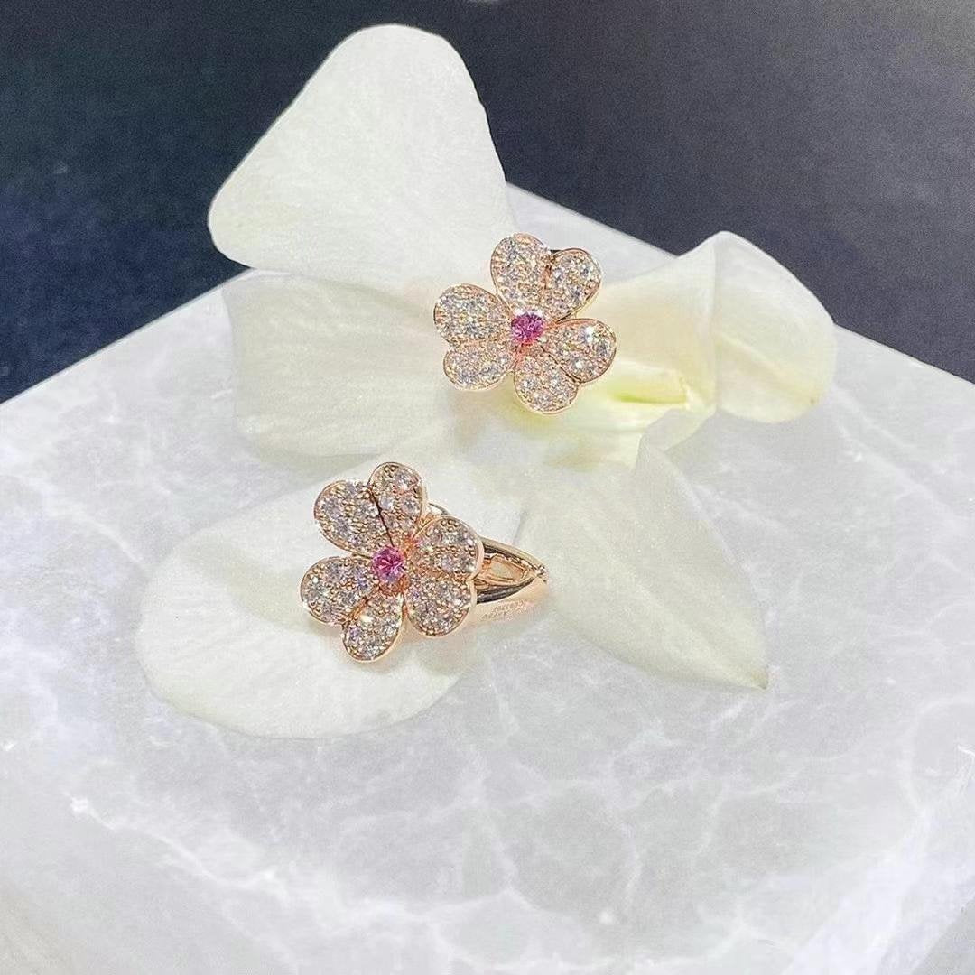 [Lunabriance]FRIVOLE PINK GOLD FLOWER DIAMOND EARRINGS