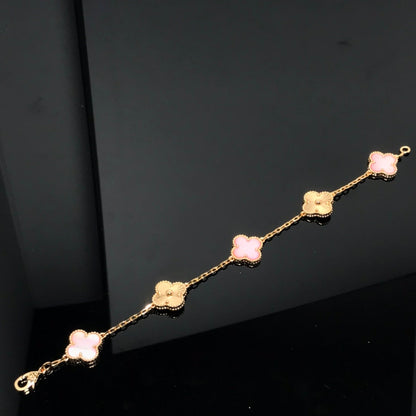 [Lunabriance]CLOVER BRACELET 5 MOTIF PINK AND PINK GOLD